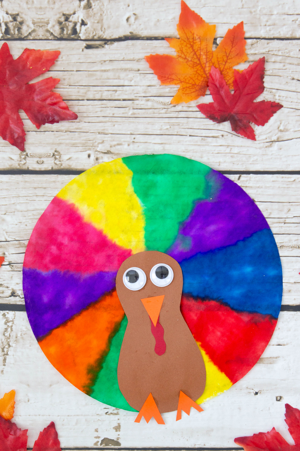 Coffee Filter Turkey Craft (With Printable Template) for Coffee Filter Turkey Template