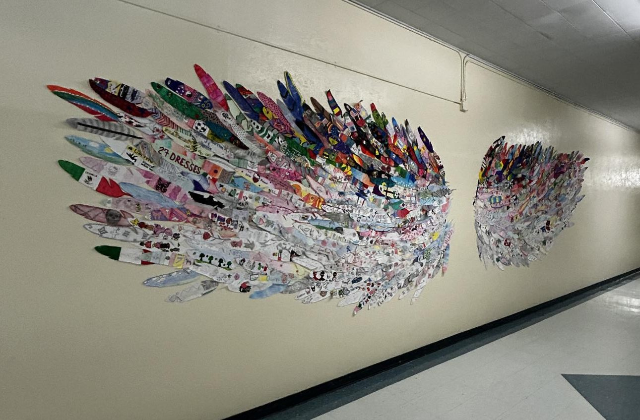 Collaborative Feather Mural Demonstrates School Spirit – The Buzz intended for What Lifts You Feather Template