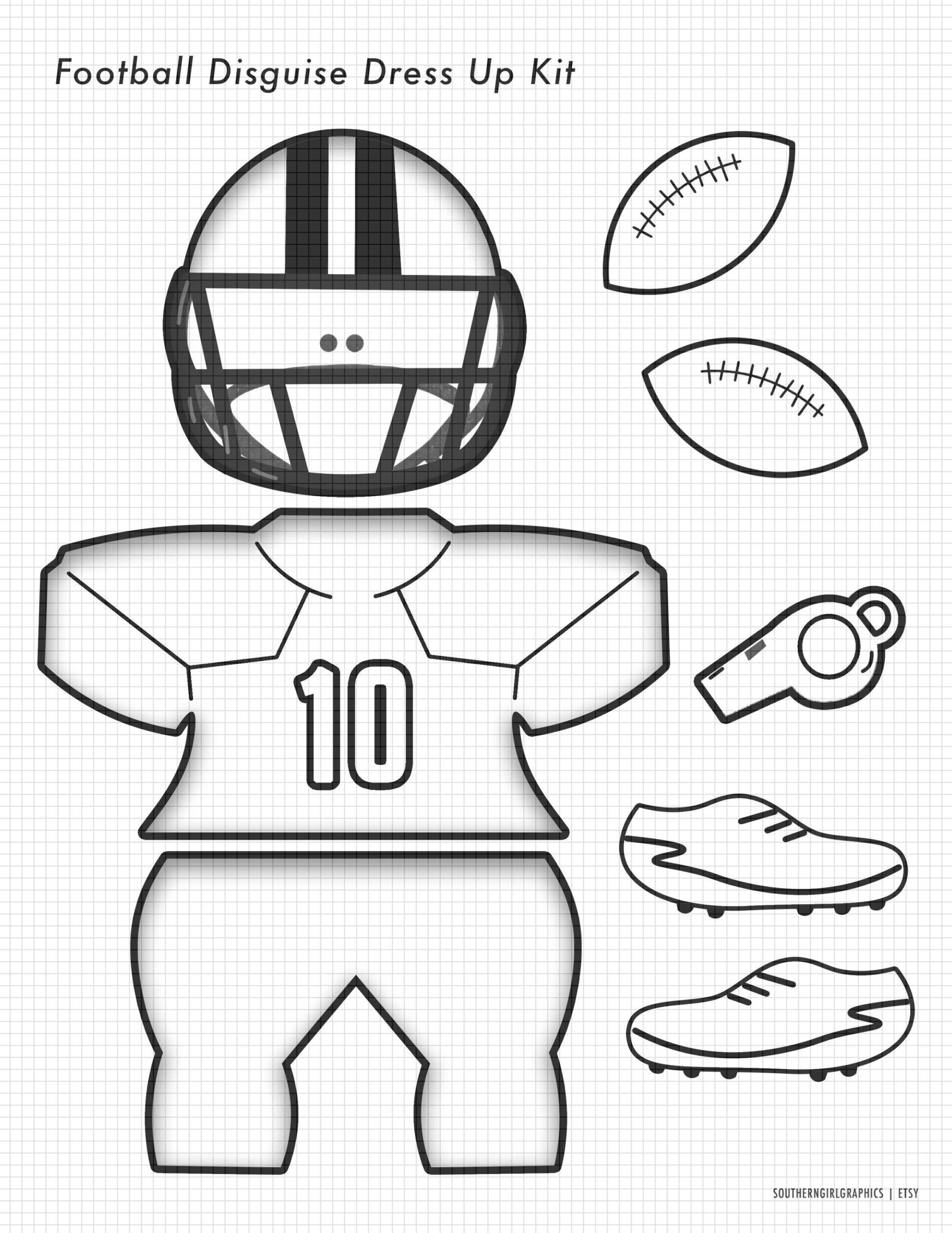 Coloring Football Turkey Disguise Clip Art - Football Turkey with Disguise a Turkey Football Template