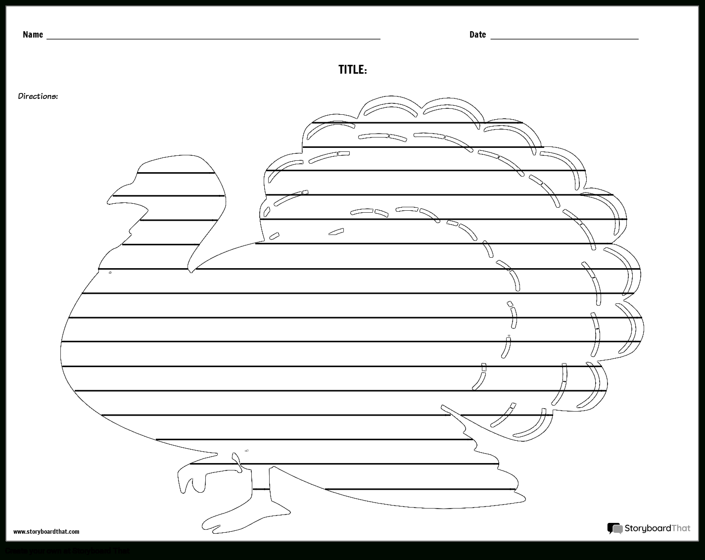 Creative Writing Template Featuring A Big Turkey regarding Free Turkey Writing Template
