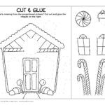 Cut And Glue Gingerbread Activity Gingerbread House Coloring Page Within Hansel And Gretel Gingerbread House Template