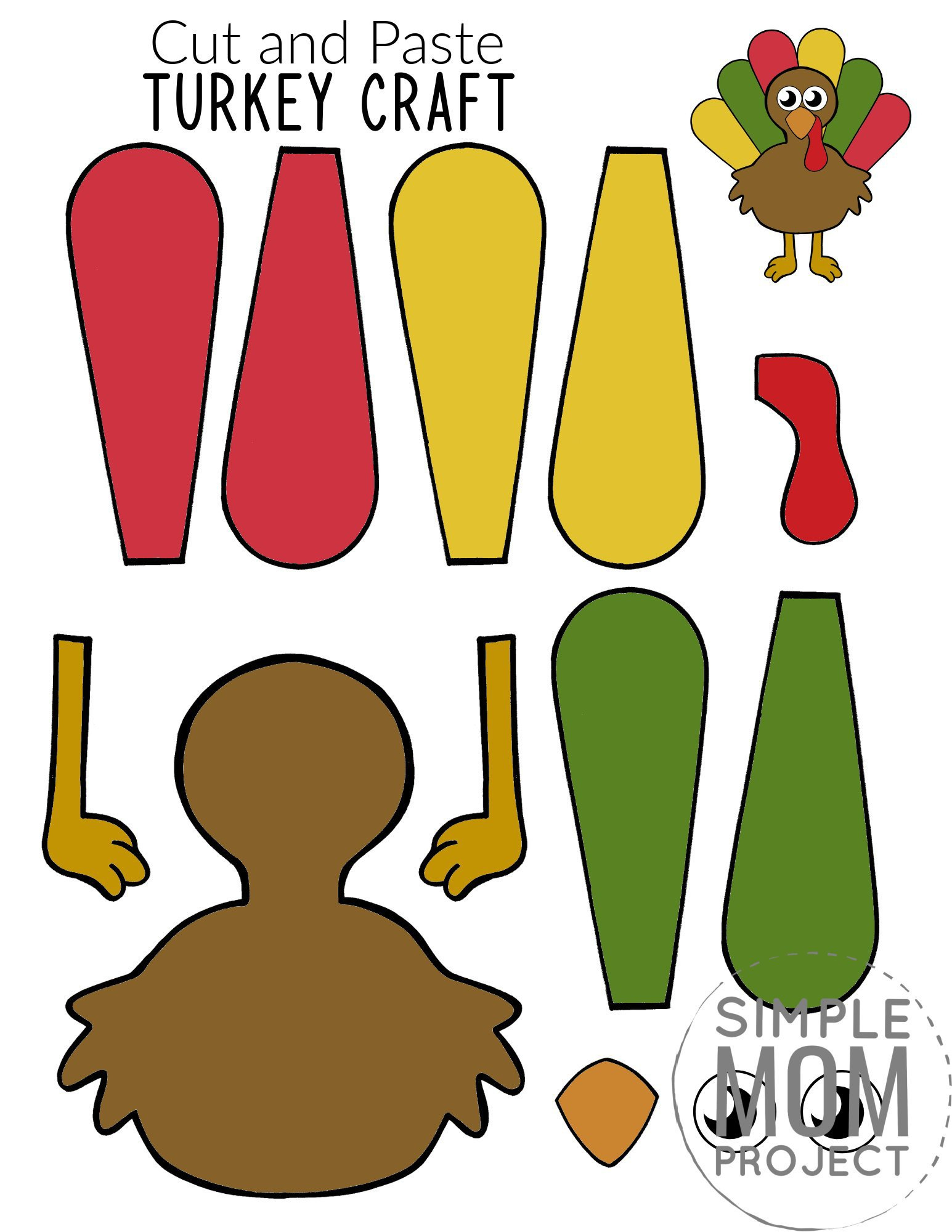 Cut And Paste Turkey Craft For Kids With Free Template pertaining to Cut and Paste Turkey Template