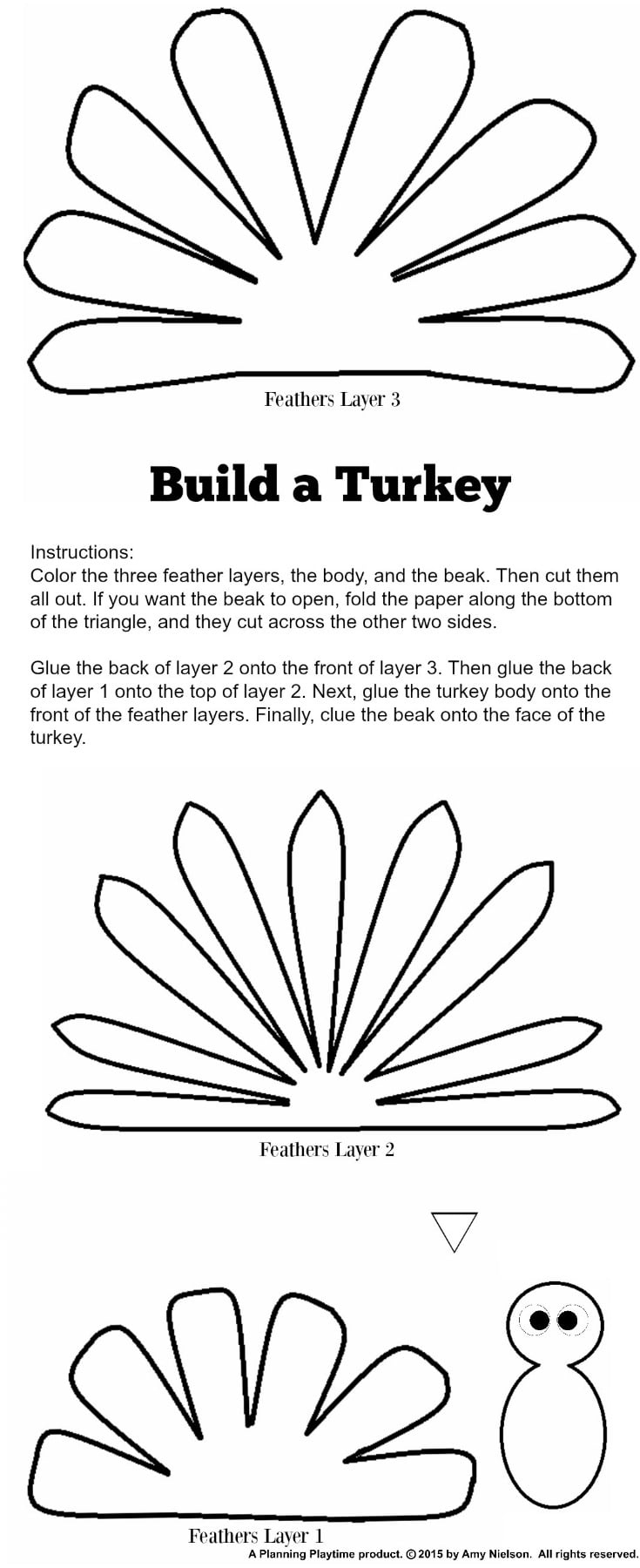 Cute Turkey Craft W/ Free Printable Template - Planning Playtime intended for Turkey Template With Feathers