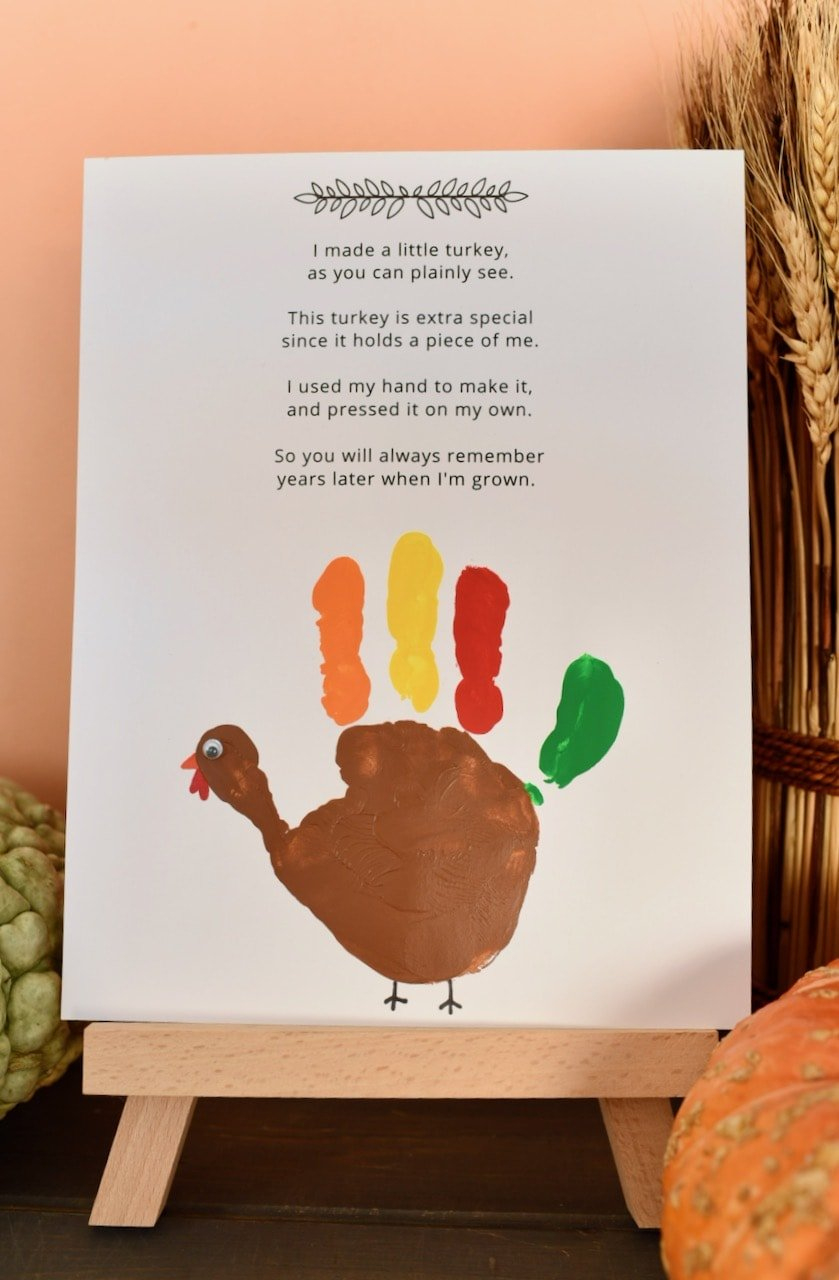Cutest Turkey Handprint Craft + Poem Printable - Make Life Lovely for Turkey Handprint Template