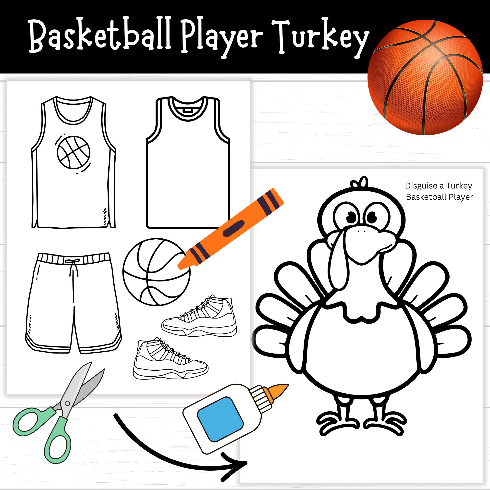 Disguise A Turkey Basketball Player, Printable Basketball Uniform in Disguise a Turkey Basketball Player Template