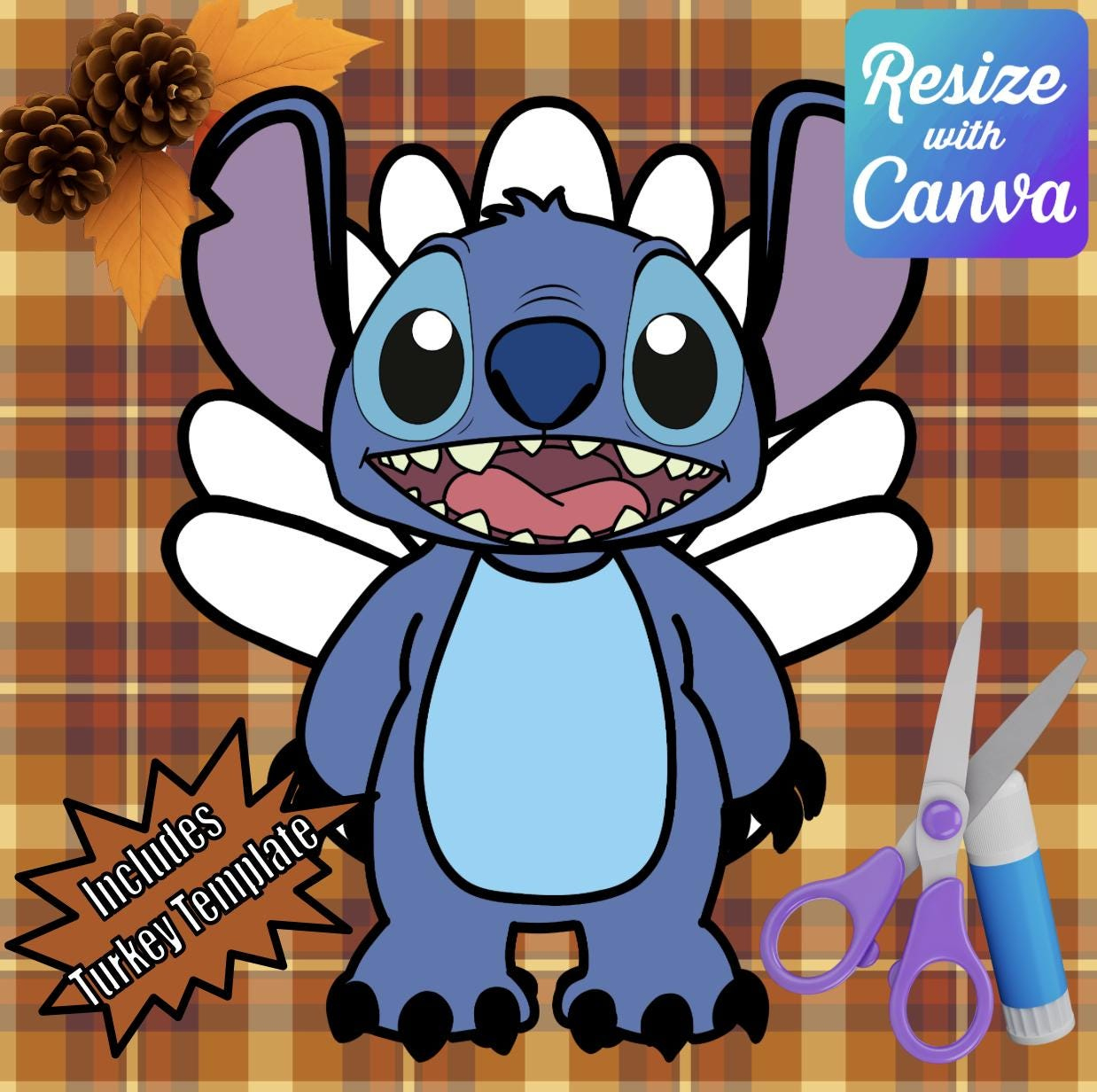 Disguise A Turkey-Blue Alien Disguise-Resizable! - Etsy Canada with Stitch Turkey Disguise Template