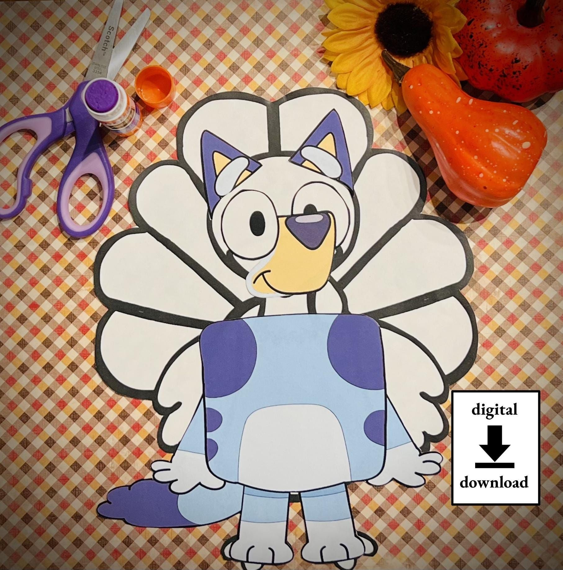 Disguise A Turkey-Blue Dog Disguise in Bluey Turkey Disguise Template