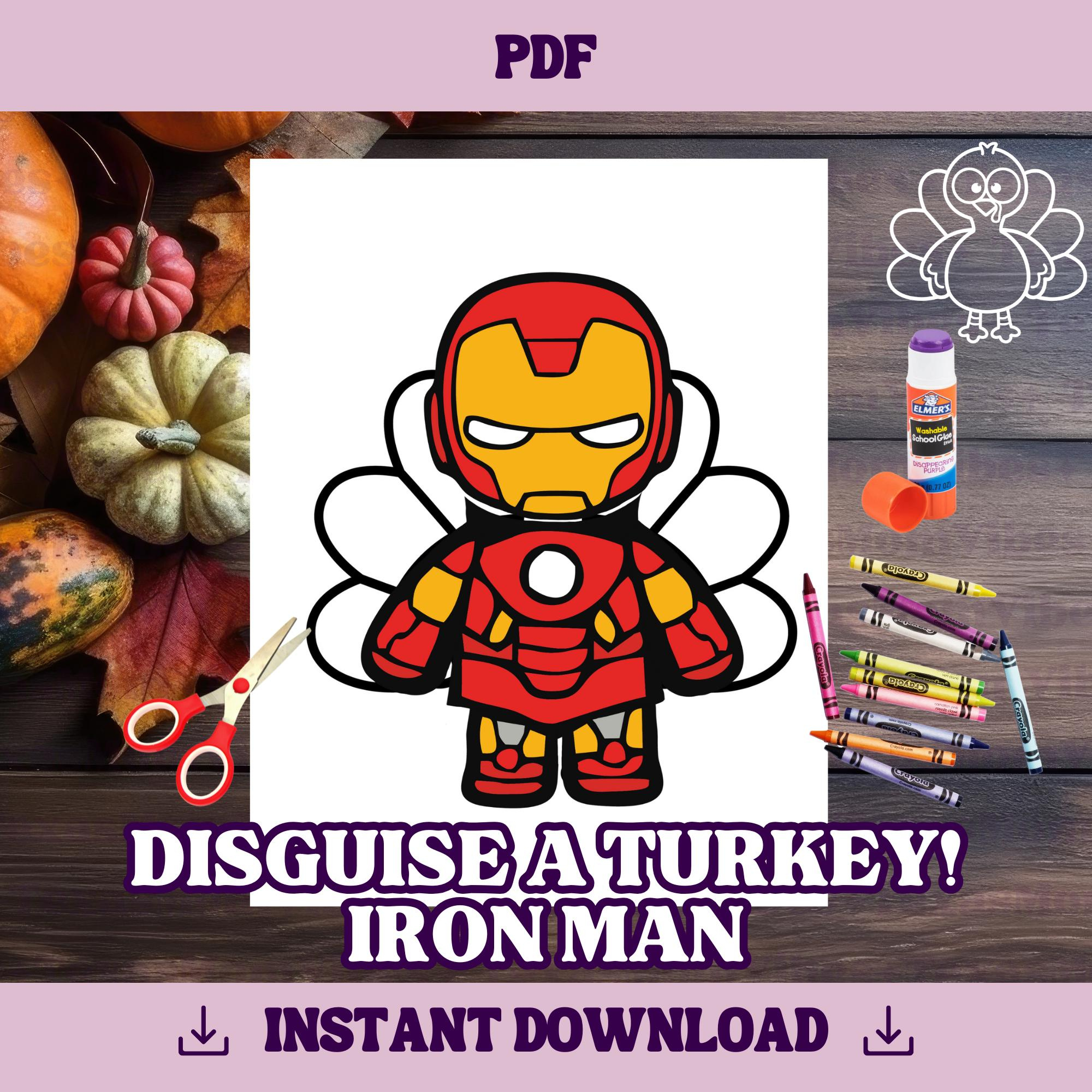 Disguise A Turkey-Iron Man Template | Thanksgiving Craft Printable inside Disguise Template Printable Iron Man Turkey Disguise