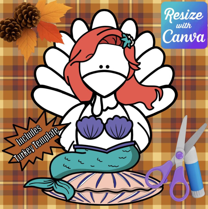 Turkey in Disguise Mermaid Template