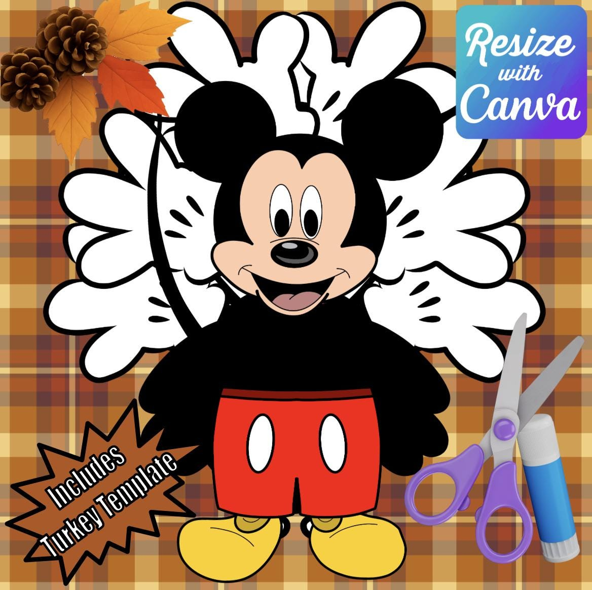 Disguise A Turkey- Mouse Disguise-Resizable! - Etsy Denmark within Mickey Mouse Turkey Disguise Template