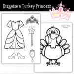 Disguise A Turkey Princess, Princess Turkey Disguise Coloring Page With Disguise A Turkey Princess Template
