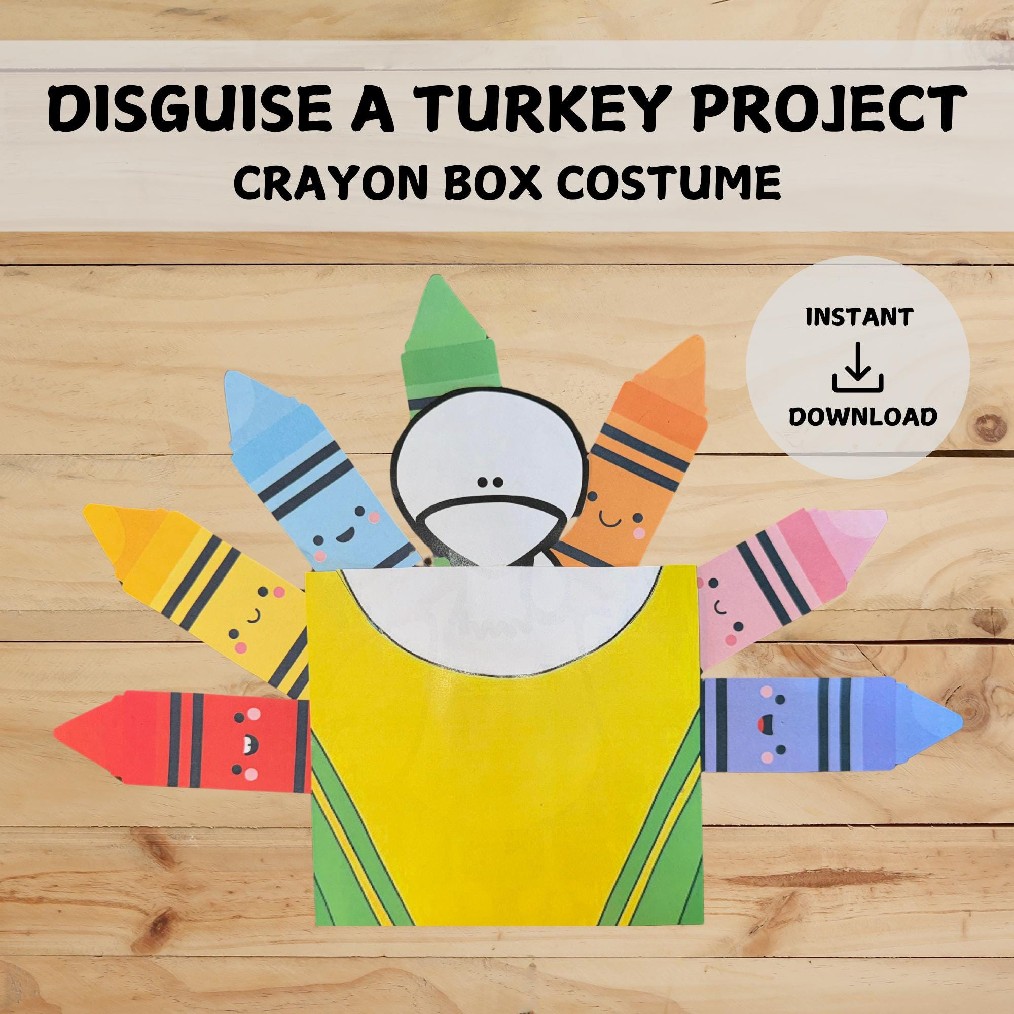 Disguise A Turkey Project | Crayon Box Disguise | Digital Instant intended for Crayon Turkey Disguise Template
