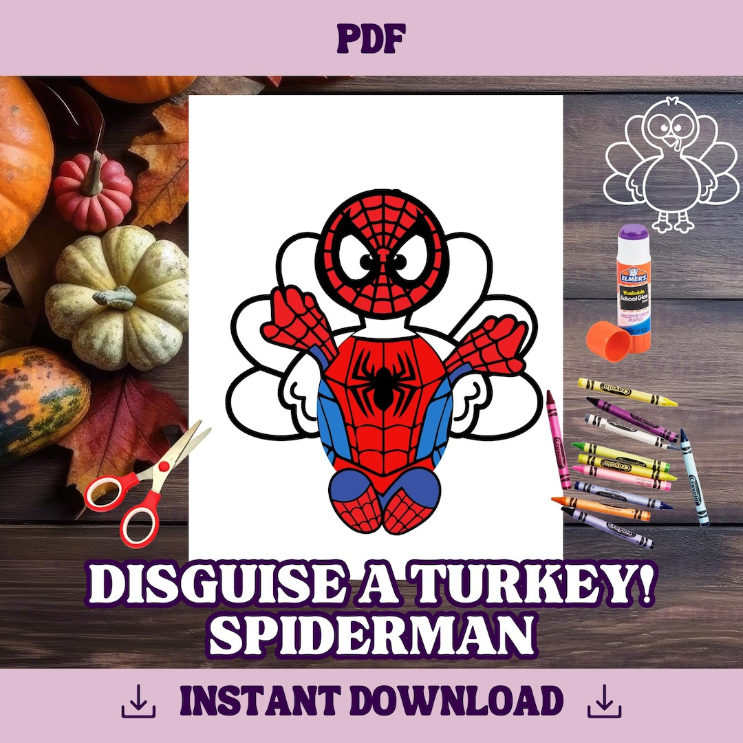 Disguise A Turkey-Spiderman Template | Thanksgiving Craft for Spiderman Turkey Template