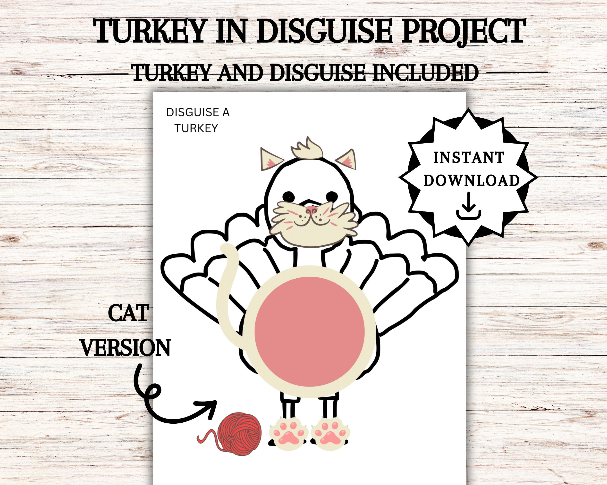 Disguise A Turkey, Turkey In Disguise Printable, Thanksgiving for Disguise a Turkey Cat Template