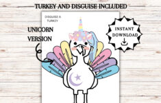 Disguise A Turkey, Turkey In Disguise Printable, Thanksgiving for Disguise a Turkey Unicorn Template