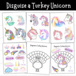 Disguise A Turkey Unicorn Craft, Printable Thanksgiving Activity With Free Printable Disguise A Turkey Unicorn Template