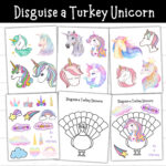 Disguise A Turkey Unicorn Craft, Printable Thanksgiving Activity With Unicorn Turkey Disguise Template Printable