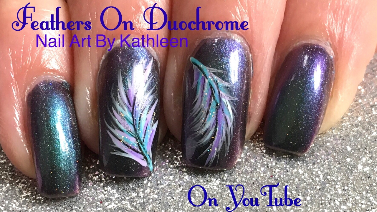 Diy Feather Nail Art On Duochrome Nail Polish pertaining to Feather Nail Art Template