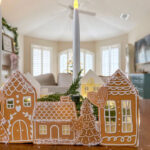 Diy Printable Gingerbread Village Centerpiece With Candles For Gingerbread House Decorations Template