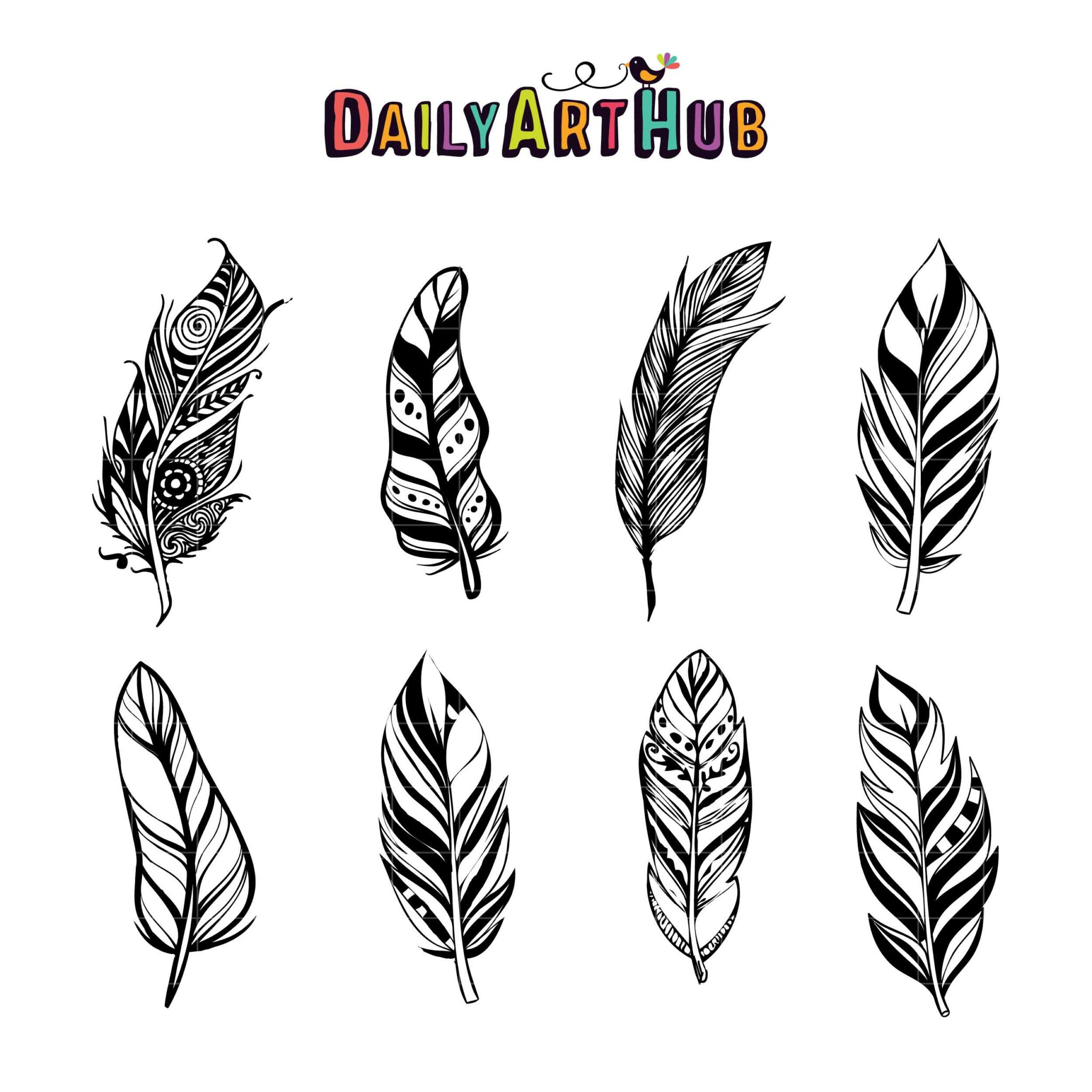 Doodle Feather Clip Art Set – Daily Art Hub // Graphics, Alphabets intended for Doodle Feather Template