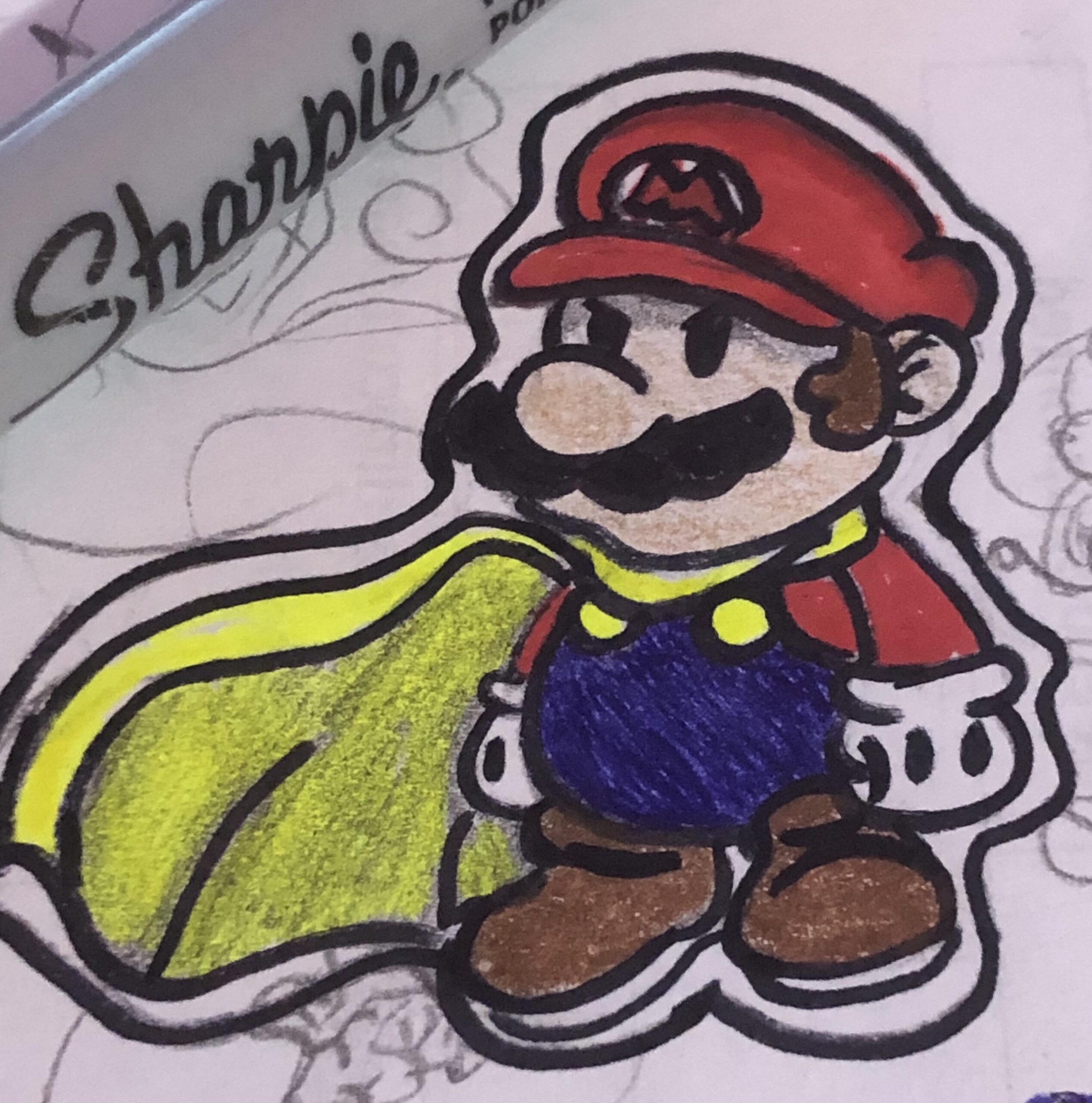 Doodle Of Paper Mario With The Cape Feather Power-Up. I&amp;#039;M Not The within Super Mario Feather Template