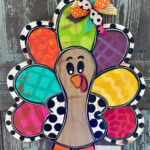 Door Hanger Template  Colorful Turkey   Etsy Intended For Turkey Door Hanger Template