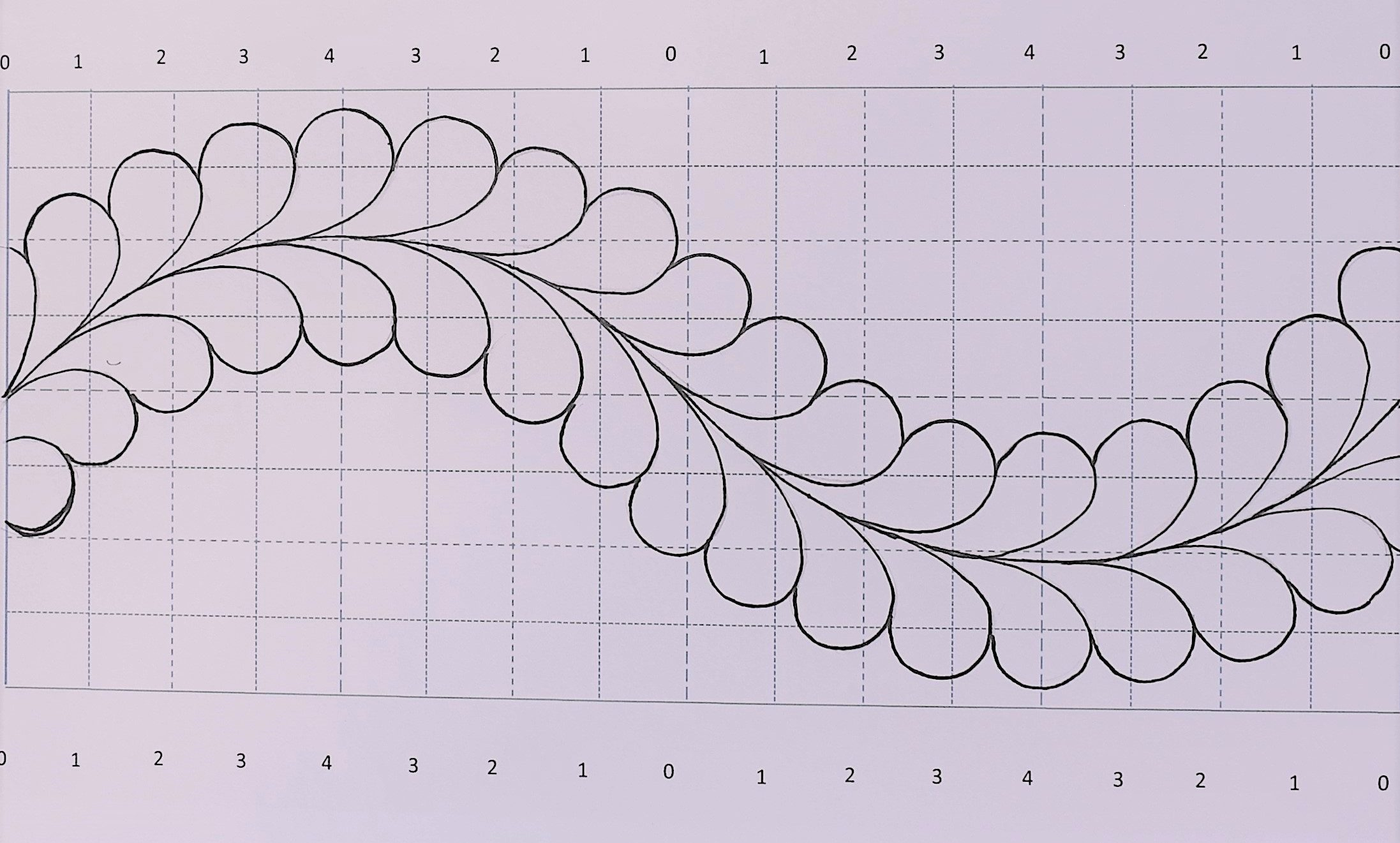 Drafting A Running Feather within Free Feather Quilting Template