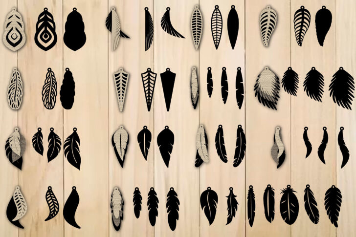 Feather Earrings Template