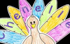 Easy Editable Thanksgiving Turkey Name Craft For Kids in Name Turkey Craft Template