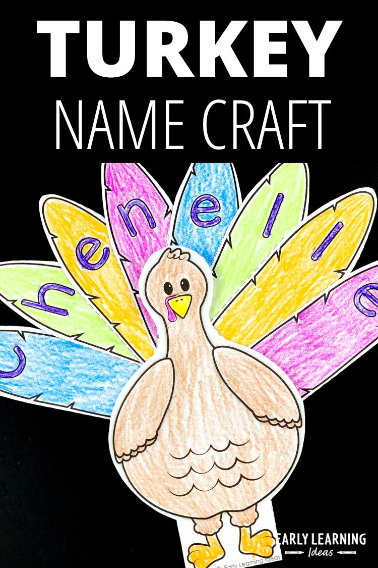 Easy Editable Thanksgiving Turkey Name Craft For Kids in Name Turkey Craft Template