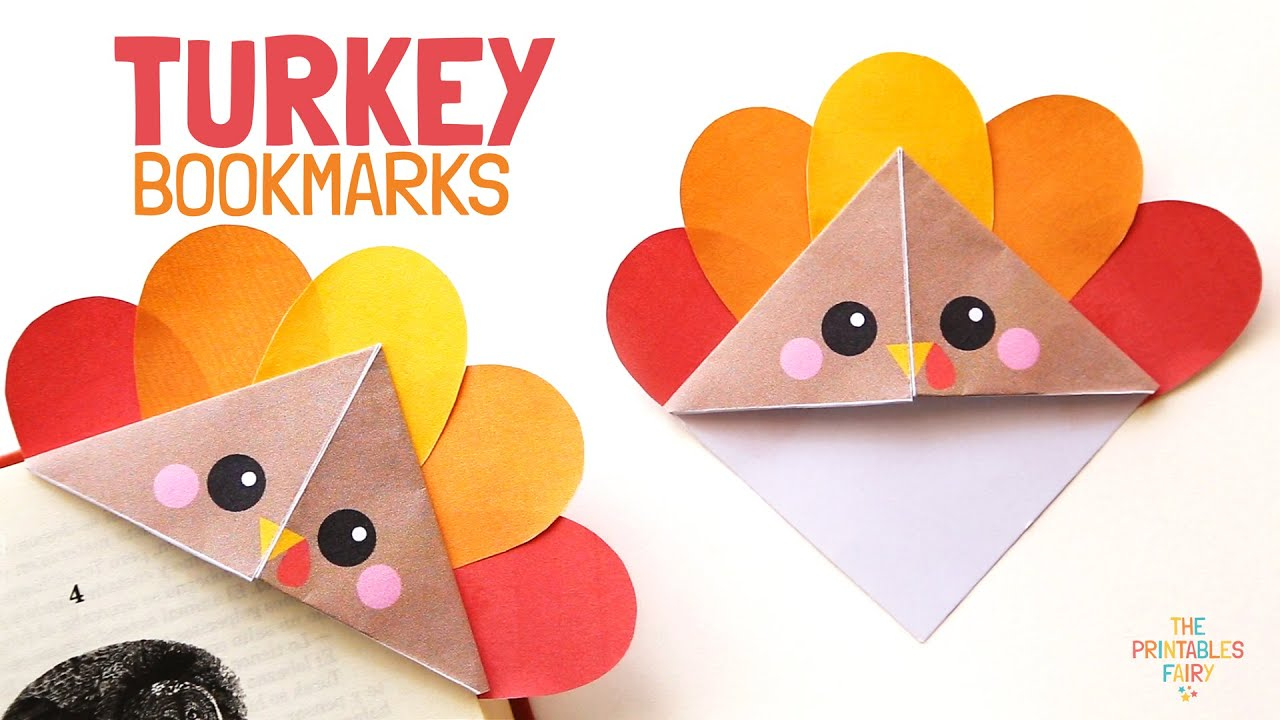 Easy Turkey Corner Bookmark - Diy Thanksgiving Paper Craft in Turkey Bookmark Template