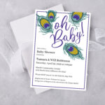 Editable Baby Shower Invitation Template   Oh Baby! Peacock Regarding Peacock Feather Baby Shower Invitation Template