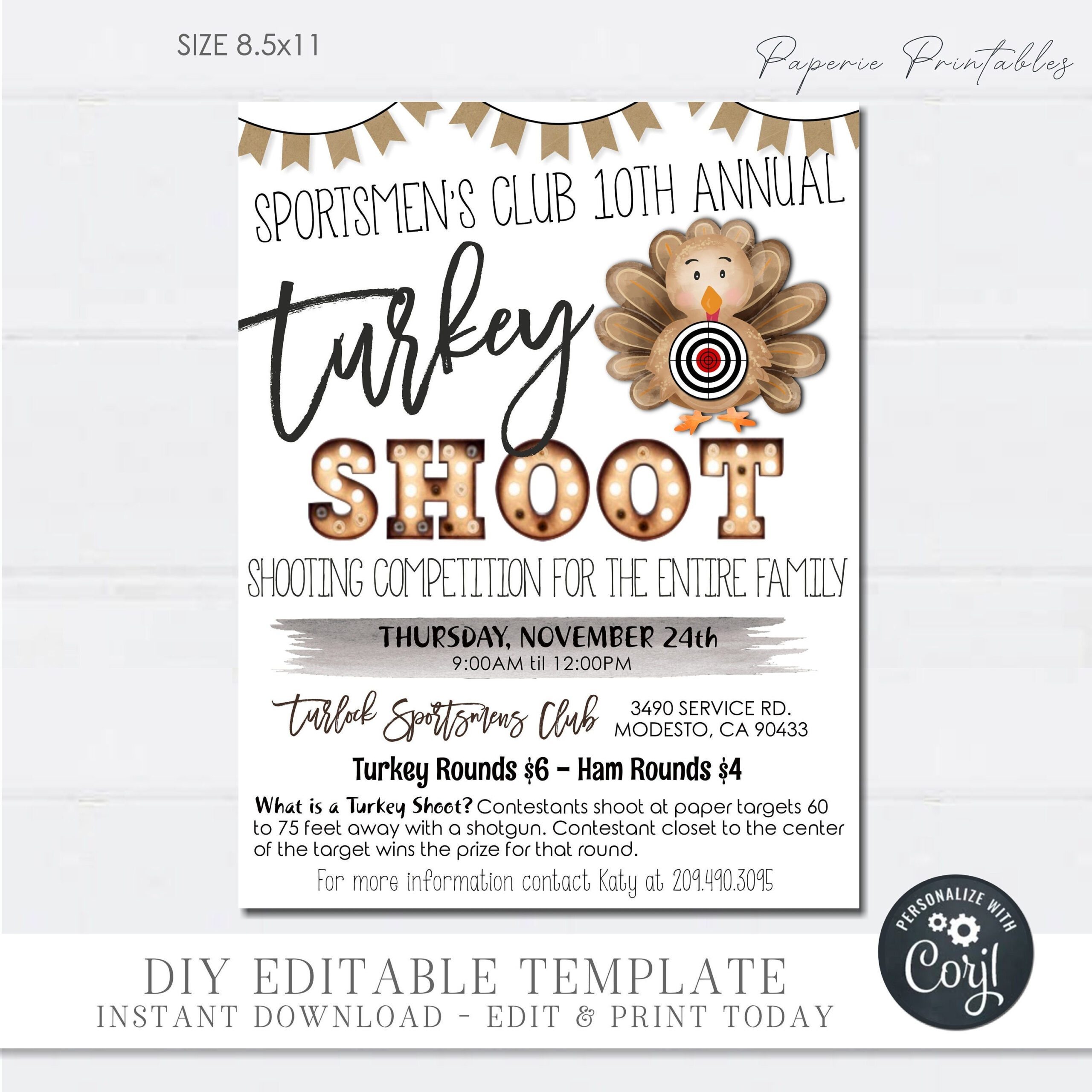 Editable Turkey Shoot Flyer: Thanksgiving Event (Diy Corjl with regard to Turkey Shoot Flyer Template