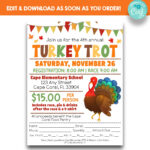 Editable Turkey Trot Flyer With Sign Up Form | Thanksgiving Turkey Inside Free Turkey Trot Flyer Template