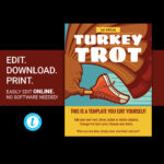 Editable Turkey Trot Thanksgiving Run Walk Printable Flyer Or With Regard To Turkey Trot Flyer Template