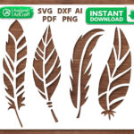 Elegant Feather Stencil Svg, Boho Feather Template For Diy Wall Throughout Fancy Feather Template