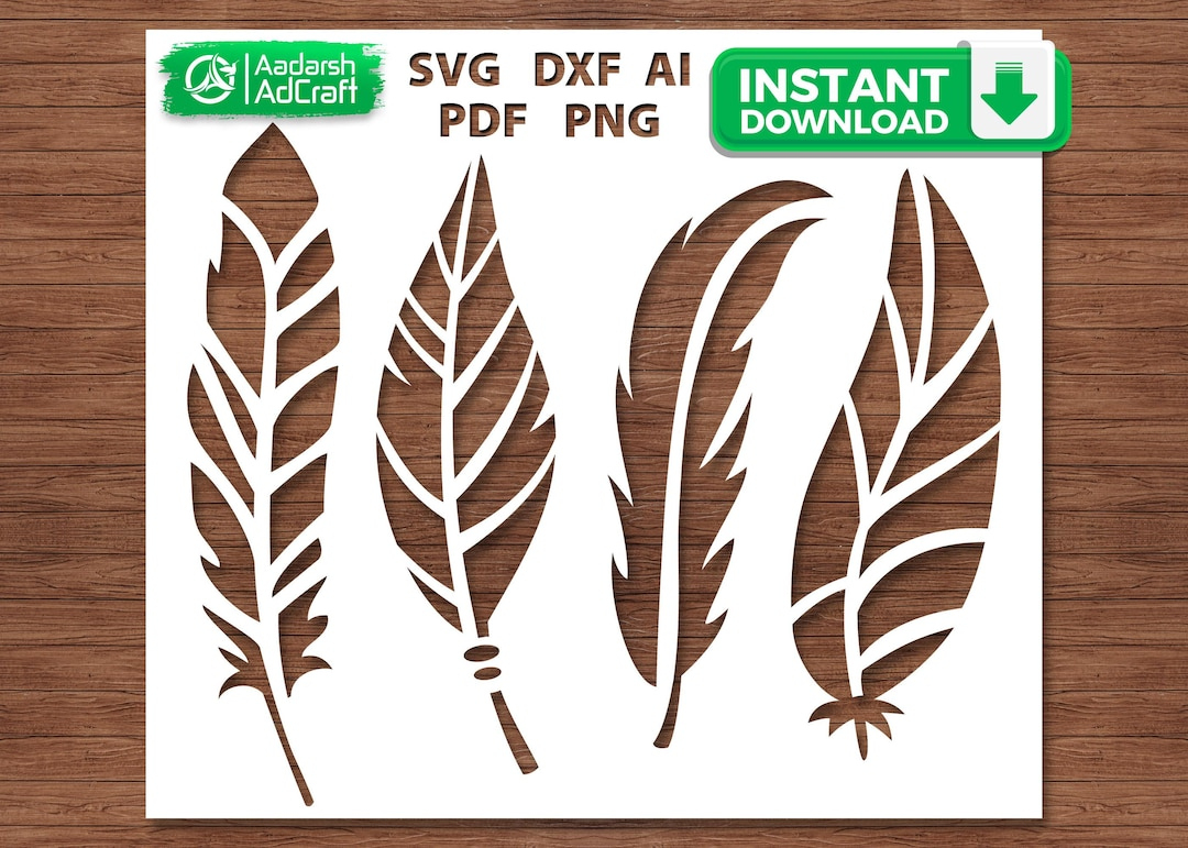 Elegant Feather Stencil Svg, Boho Feather Template For Diy Wall throughout Fancy Feather Template