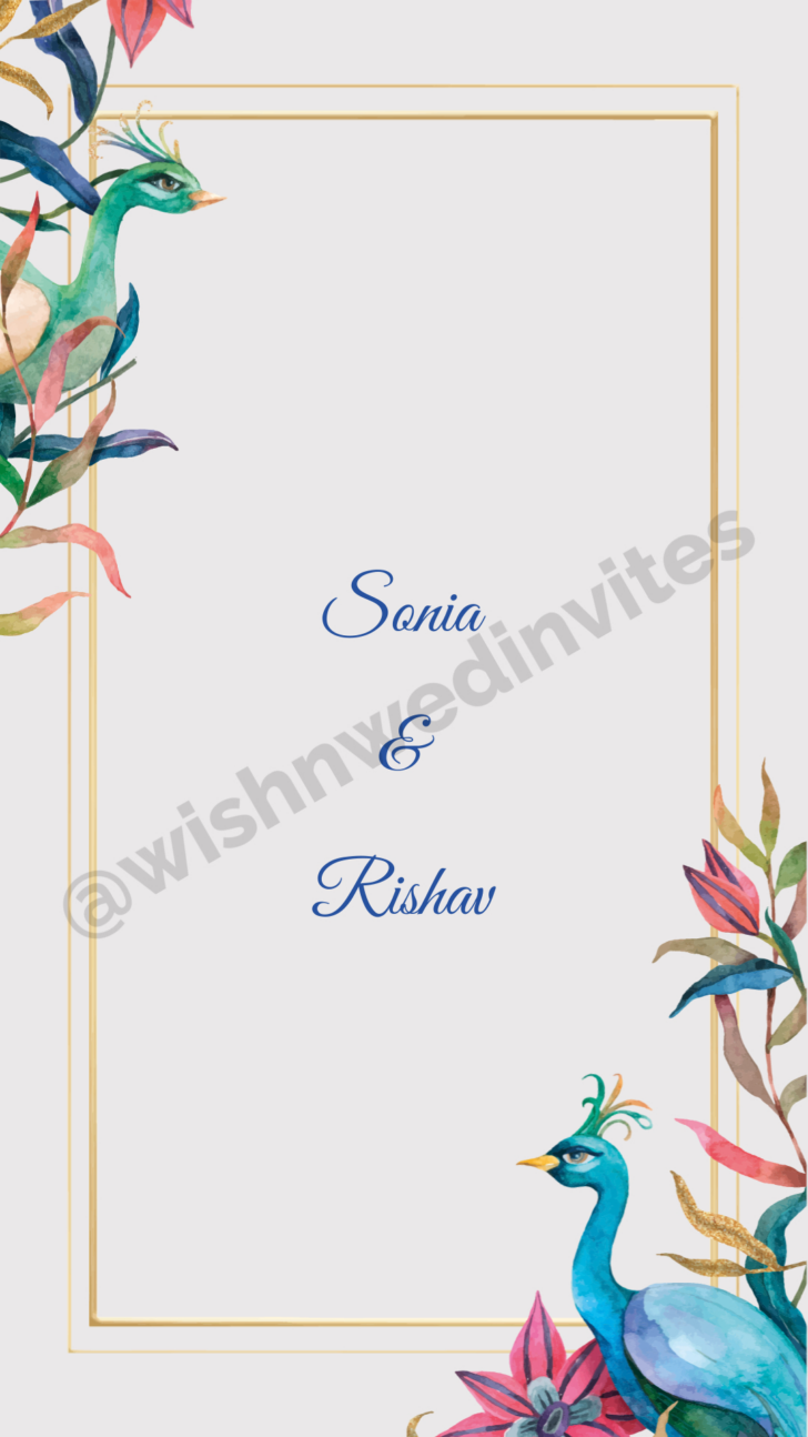 Peacock Feather Wedding Card Template