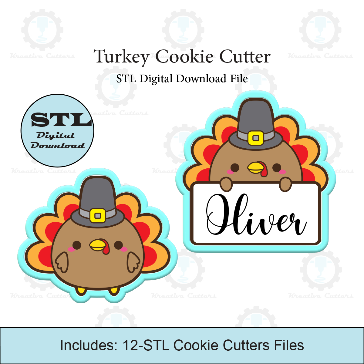 🦃 Turkey Cookie Cutter | With Personalized Text Box Option | Stl inside Turkey Cookie Cutter Template