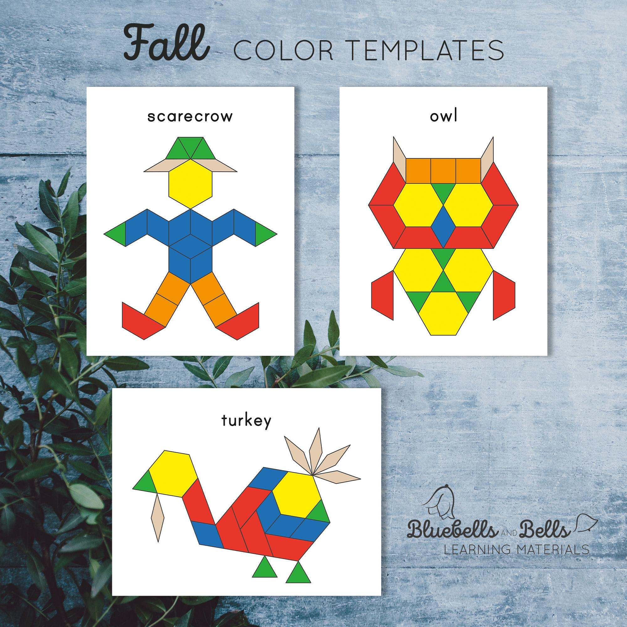 Fall Pattern Blocks Templates. Preschool And Kindergarten with Pattern Block Turkey Template