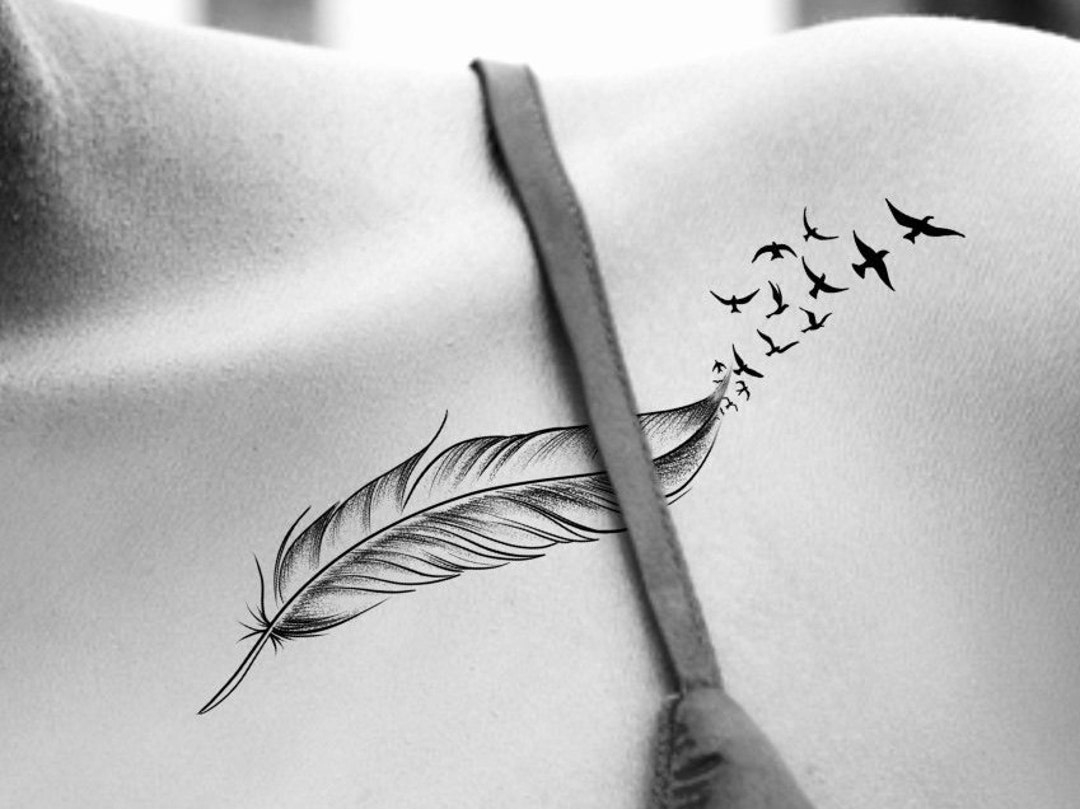 Feather Bird Temporary Tattoo - Etsy regarding Feather Helix Tattoo Template