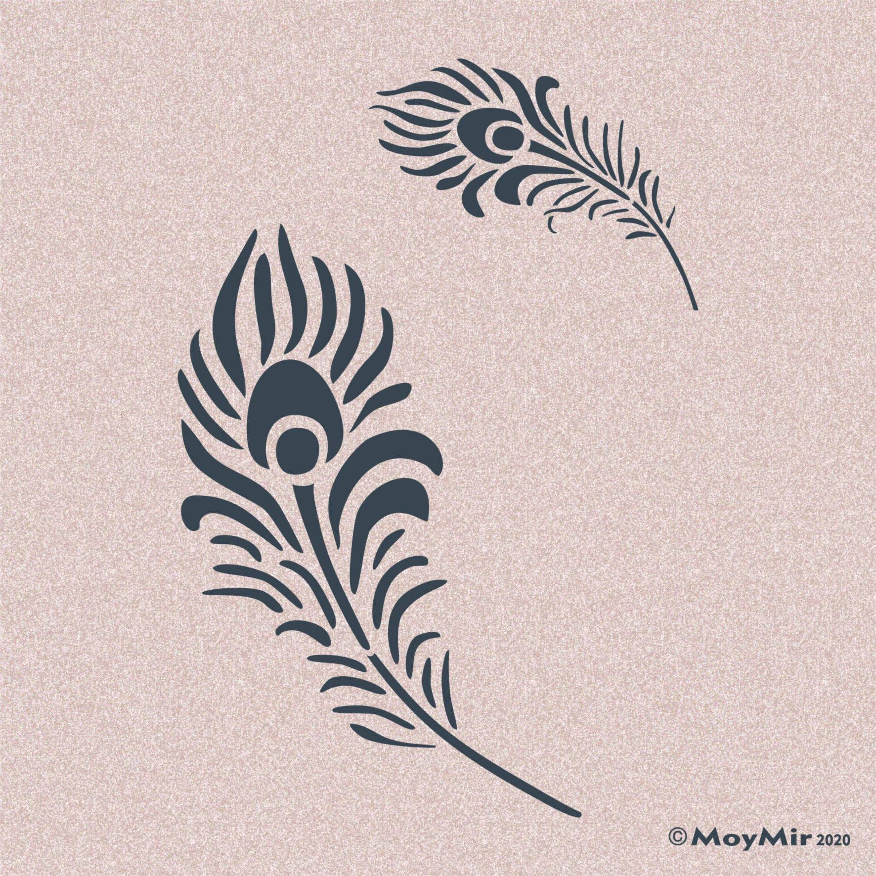 Feather Design Stencil For Walls Fabric &amp;amp; Crafts - Etsy Uk within Spray Paint Feather Template