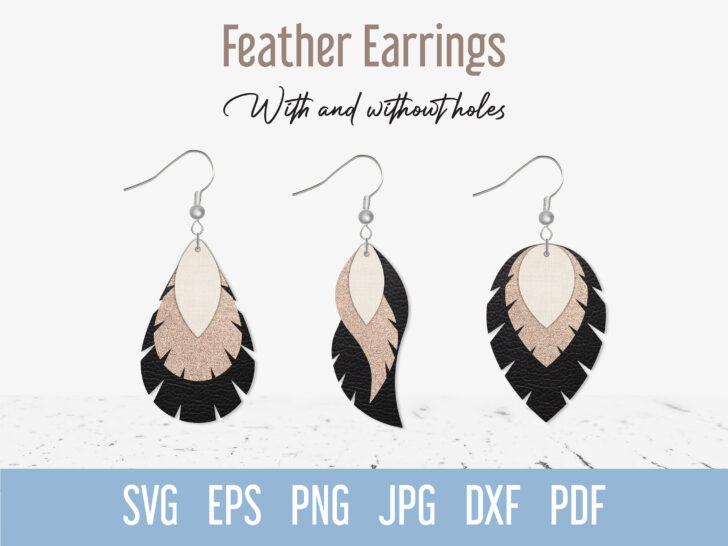Feather Leather Earring Template