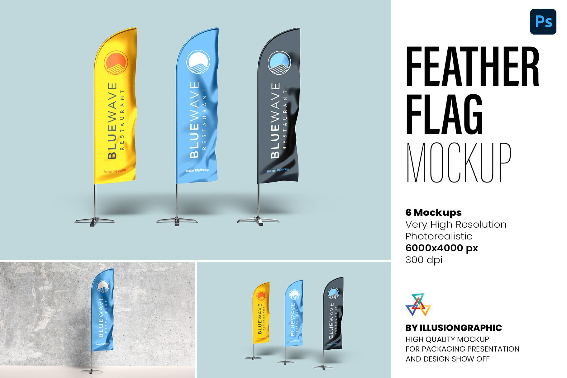 Feather Flag Mockup - 6 Views intended for Feather Flag Template Canva