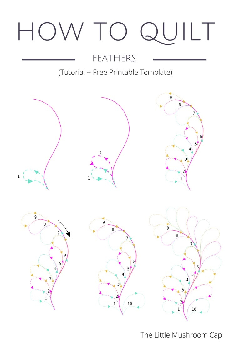 Feather Quilting Tutorial + Free Printable Template - The Little within Printable Feather Quilting Template