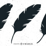 Feather Silhouette Illustration Set Vector Download Pertaining To Silhouette Feather Template