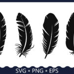 Feather Silhouettes Set. Png, Svg, Eps (4125518) With Silhouette Feather Template