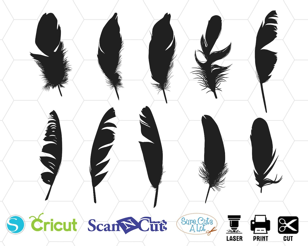 Feather Svg, Feathers Svg, Feather Clipart, Cricut, Feather with Cricut Feather Template