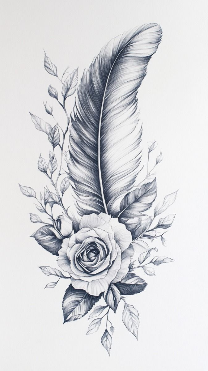 Feather Tattoo Drawings For Females within Feather Tattoo Template