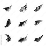 Feather Wings Icons Set. Simple Illustration Of 9 Feather Wings Regarding Simpile Wing Feather Template